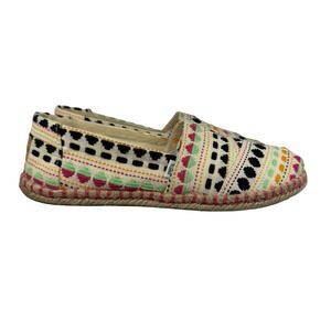 TOMS Embroidered Espadrille Slip-On Shoes Multicolor Woven Women Canvas Size 7.5